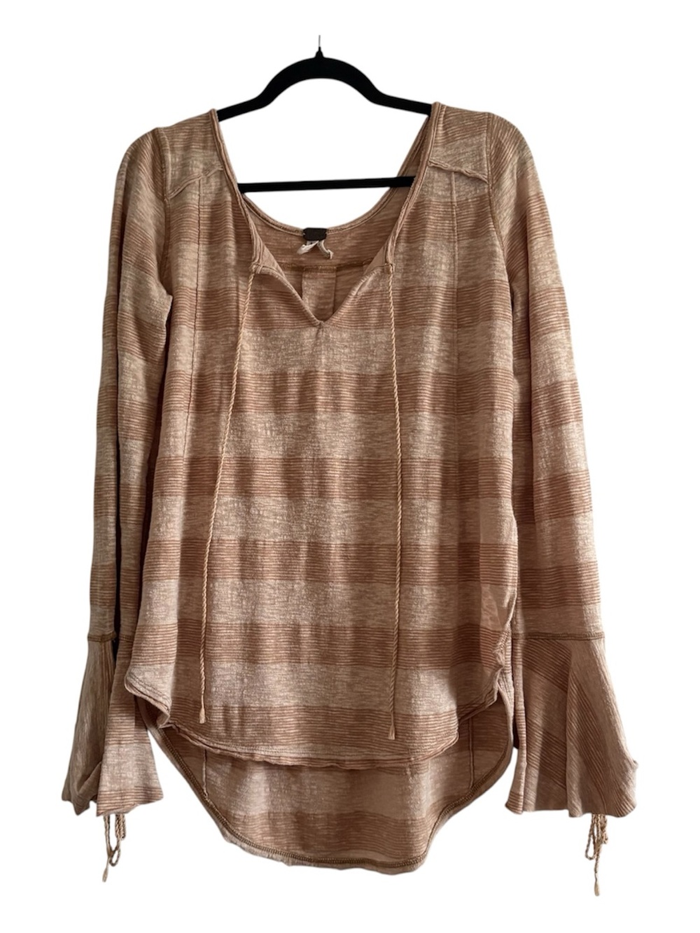 We The Free Free People Boho Striped Bell Sleeve Top Small